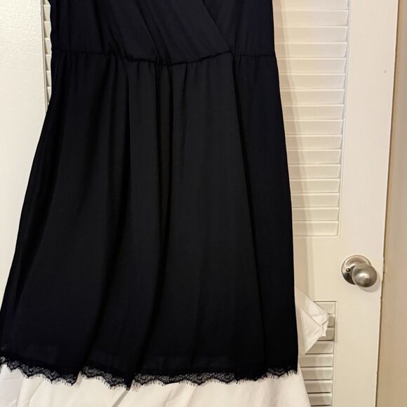 Love Squared Black Lace Hem LBD Sheer Chiffon Surplice Dress Whimsigoth Fairy 2x - Picture 2 of 6